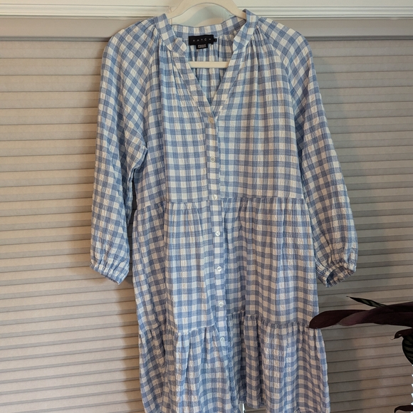 Hatch Dresses & Skirts - Hatch Blue and White Long Sleeve Gingham Dress